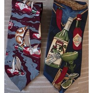 TABASCO Men's Silk Neck Ties‎ Set of 2 Novelty Hot Sauce